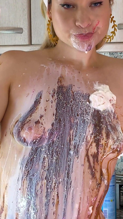 Sweet Wam Making a Messy Cake by Sexy Sticky Redhead Chef Lissa Brown