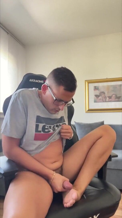 Iconic moment from "Cute German twink jerks off and cums on his feet (Only for feet lover)"