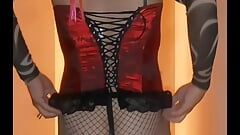 A new clip compilation in my corsett ,swimsuit ,dress,bikini,and micro skirt and bodysuit plus a lovely cum squirt finish