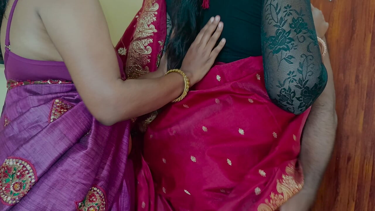 Sisters enjoying threesome romance in bed with neighbour batchelor men
