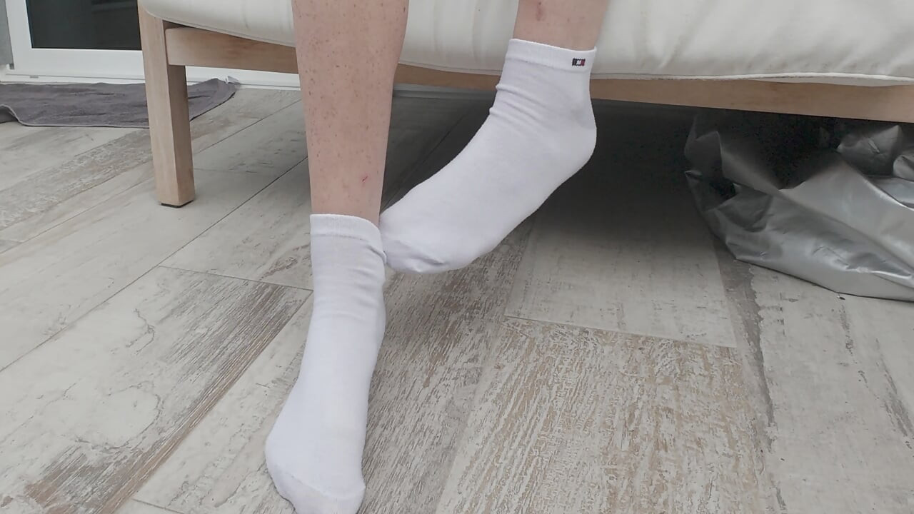 White Ankle Sock Tease And Barefoot Reveal