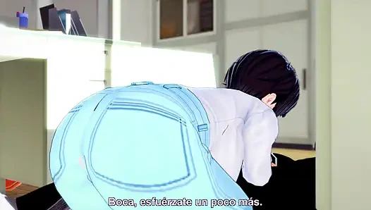 Fucking his best friend's mother in the Hentai office