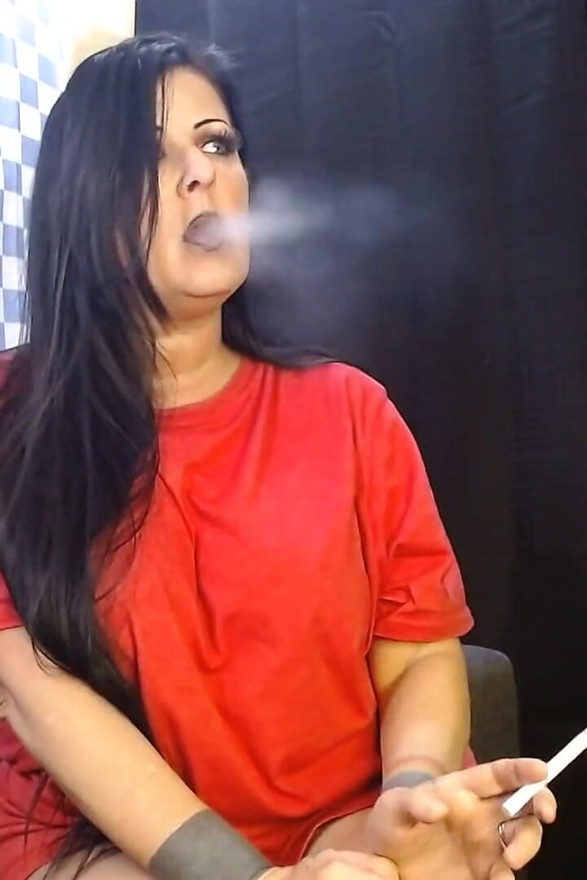 Panties and T-shirt Smoking