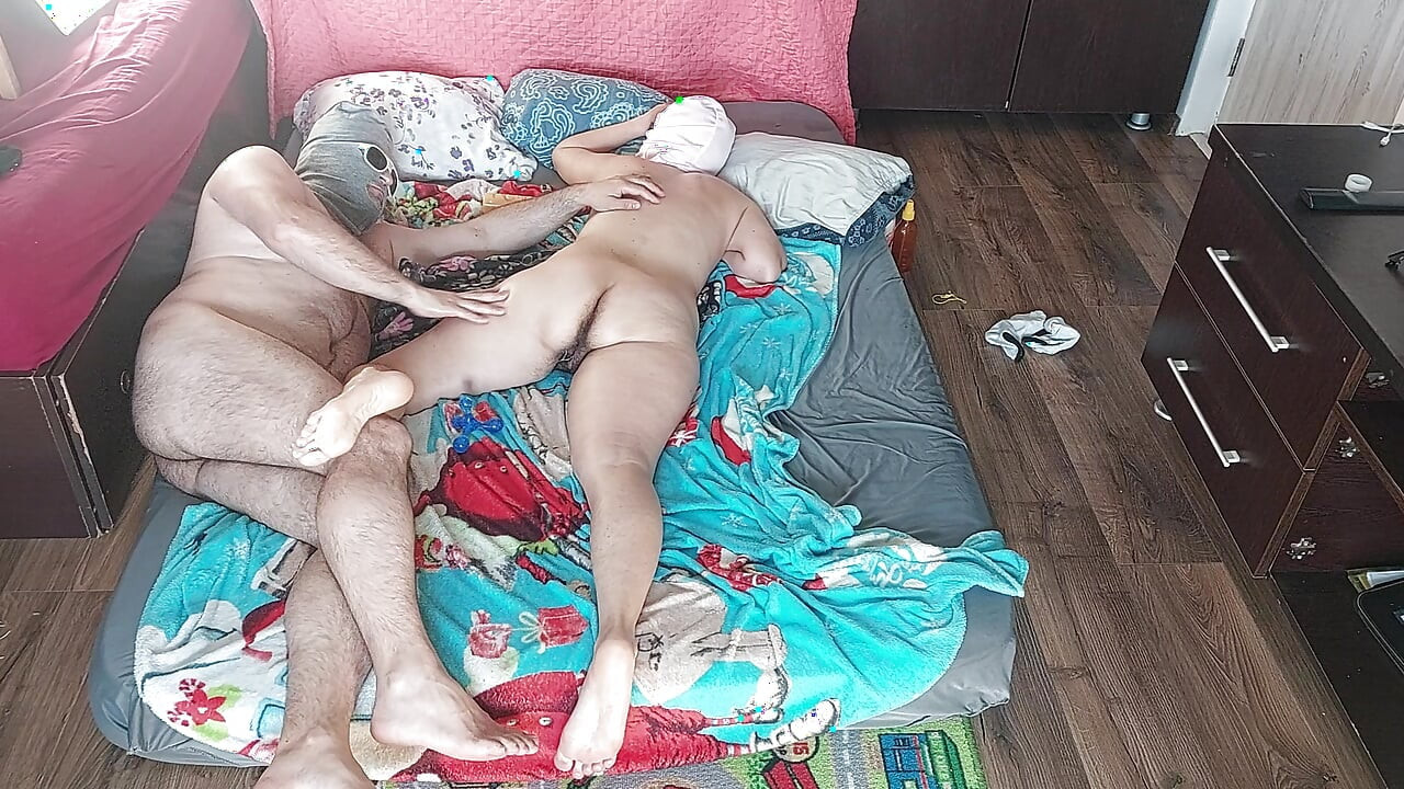 Amateur couple sensual massage with oil.