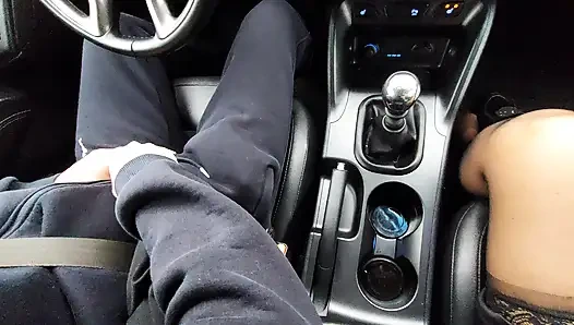 Stepmom alone in the car with her stepson seduces him on the way to work