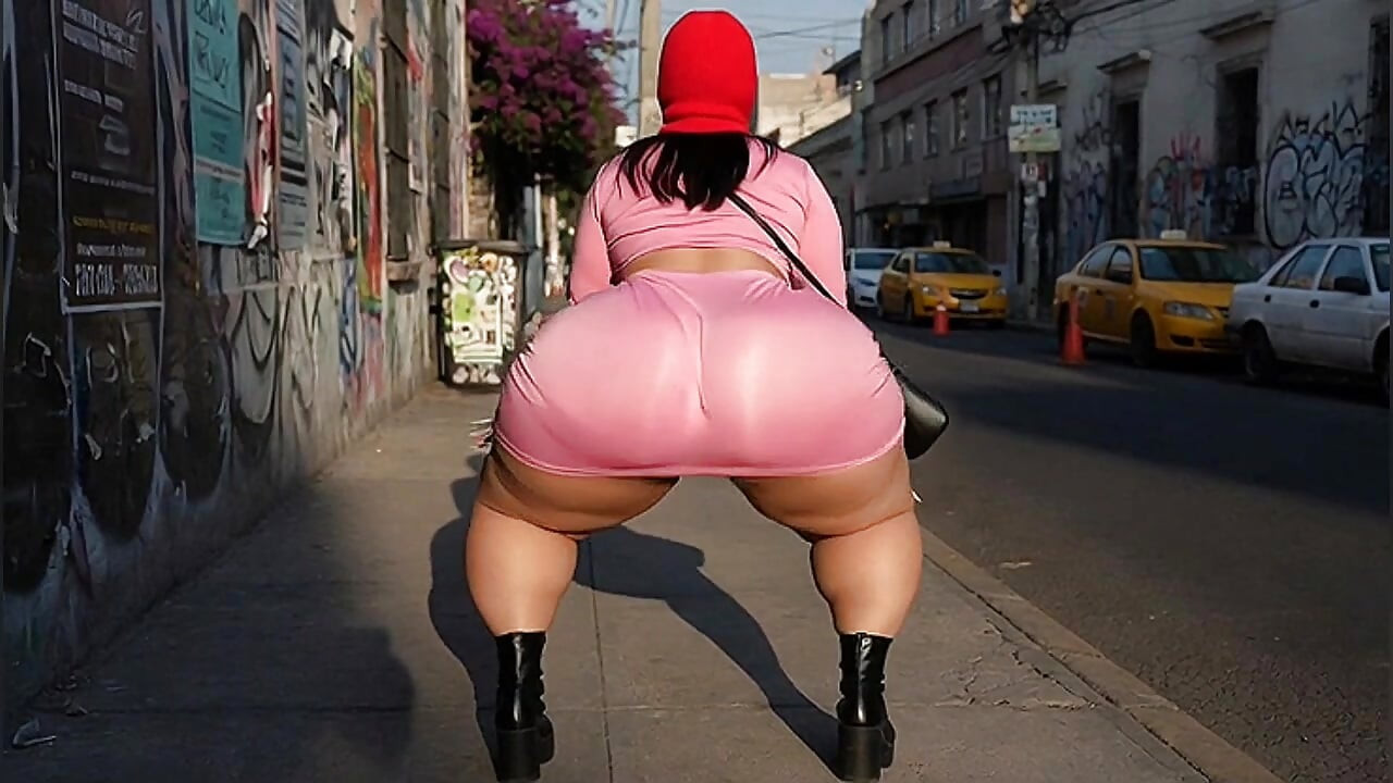 Big Ass Latina in Tight Pink Skirt Walking in Public