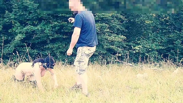 Public slut humiliated on leash HOT