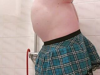 Hot schoolgirl Sexdoll shower impregnation belly inflation enema