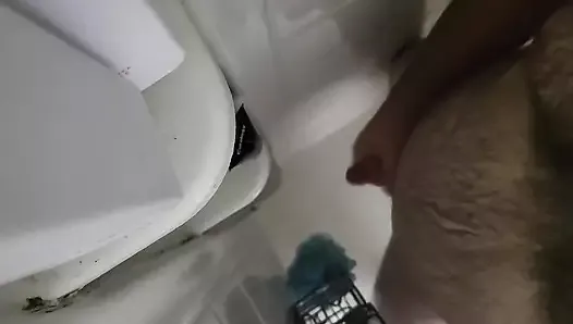 Hairy bear daddy shower solo jerk with cumshot