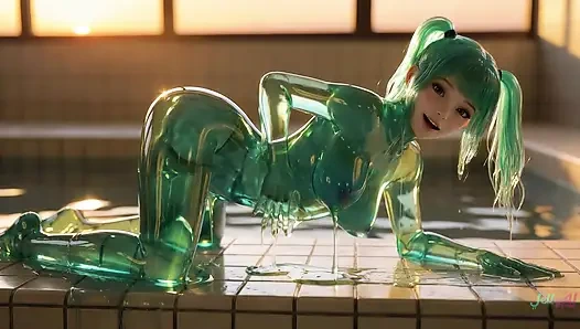 Безумные желе девушки скачут и подпрыгивают для тебя - конский хвостик к растраскам волос