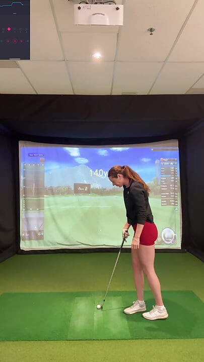 Trying to Golf in a Simulator with My Lush in! Trying Not to Cum While I Swing!