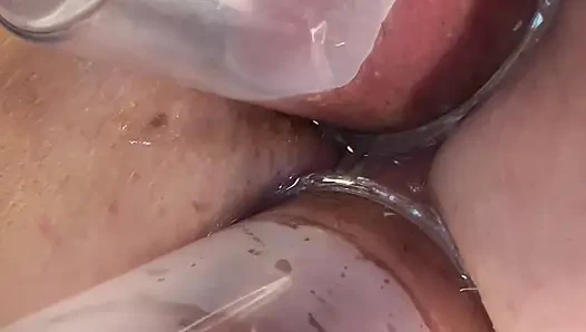 Extreme Close up Double Vacuum Pumping Ass and Pussy