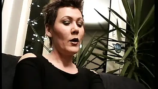 Dirty German slut shaves her twat in solo scene