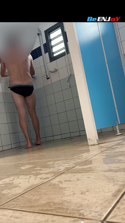 BeENJoY - Masturbation in the communal showers of the pool and in the public changing rooms and big dump on the side of the road