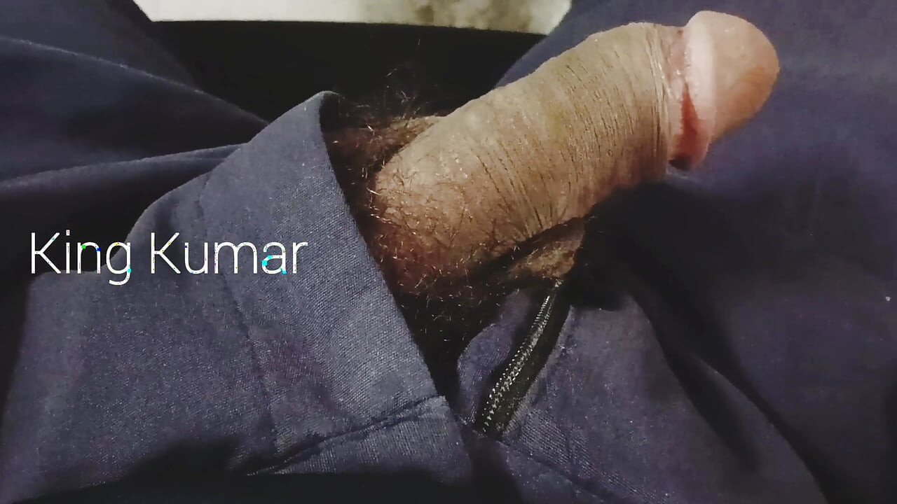 King Kumar's hairy black Cock & Balls coming out of pants,