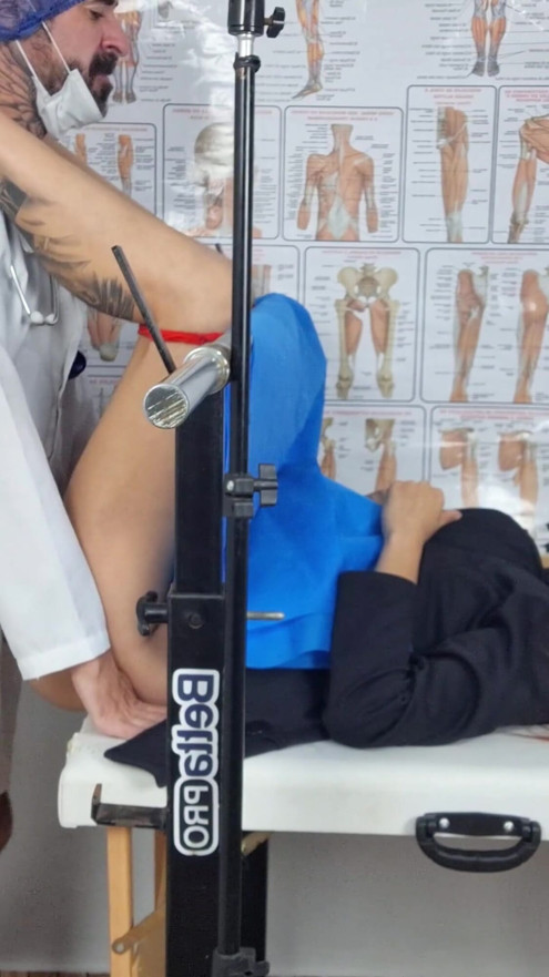 Stepmom with her stepdaughter gets fingered in the gynecologist's ass and lets doctor play with their vaginas! | Clip 3