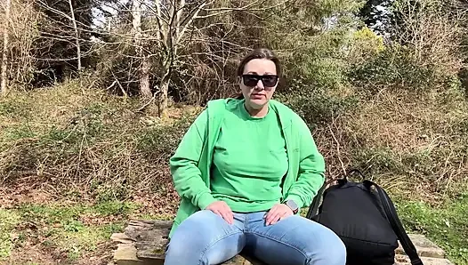 Desperate Outdoor Wetting Jeans on the Public Trail