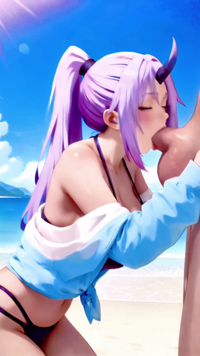 Shion from that time i got reincarnated as a slime, does a perfect deepthroat with your long penis and will swallow all your cum | Clip 1