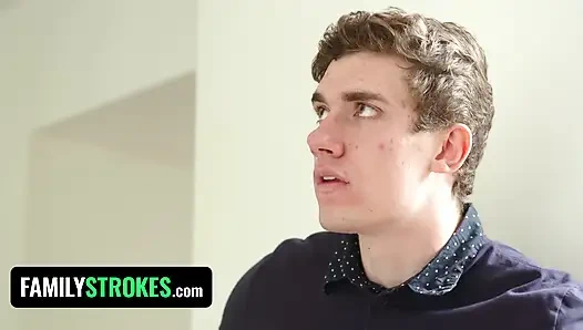 Familystrokes - cowok berengsek ini ngentot ibu tirinya yang toket besar dan saudara tirinya yang pantatnya montok dalam seks threesome terlarang