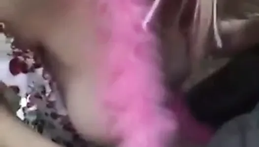 Blonde Skank Suckin the Sperm out of a Black Cock