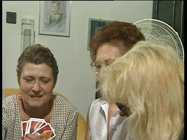 Grannies lick and finger fuck each others hairy pussies after strip poker game