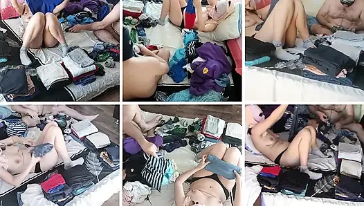 Sensual massage of a sexy couple with oil on the body.