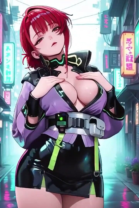 Rayuan kimono ai-ungu di dalam gerbong kereta neon, fingertips touching collar, video yang bijimu basah kuyup!
