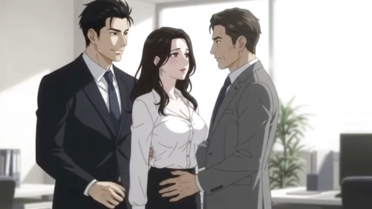 Boss share his secretary with client for deal closing
