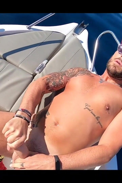 Mathieu Ferhati lets his big cock get some air on a boat off the French Riviera