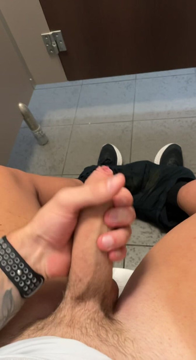 Beginning of cheeky public toilet play