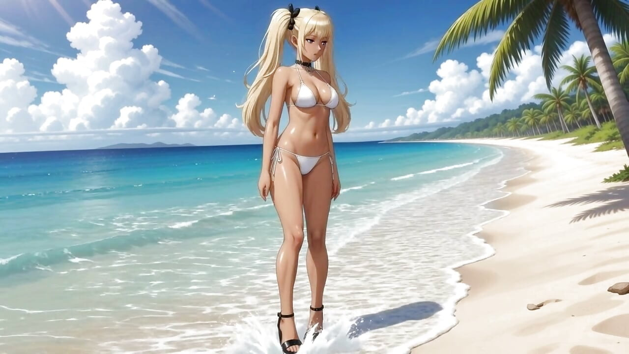 On the Beach with hot Nami - She play with her pussy