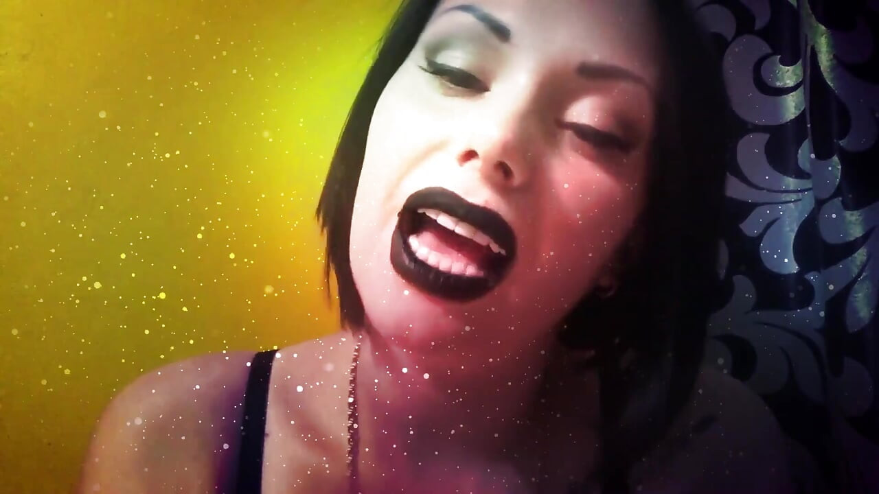 Witch with black lips french kissing with you & riding you
