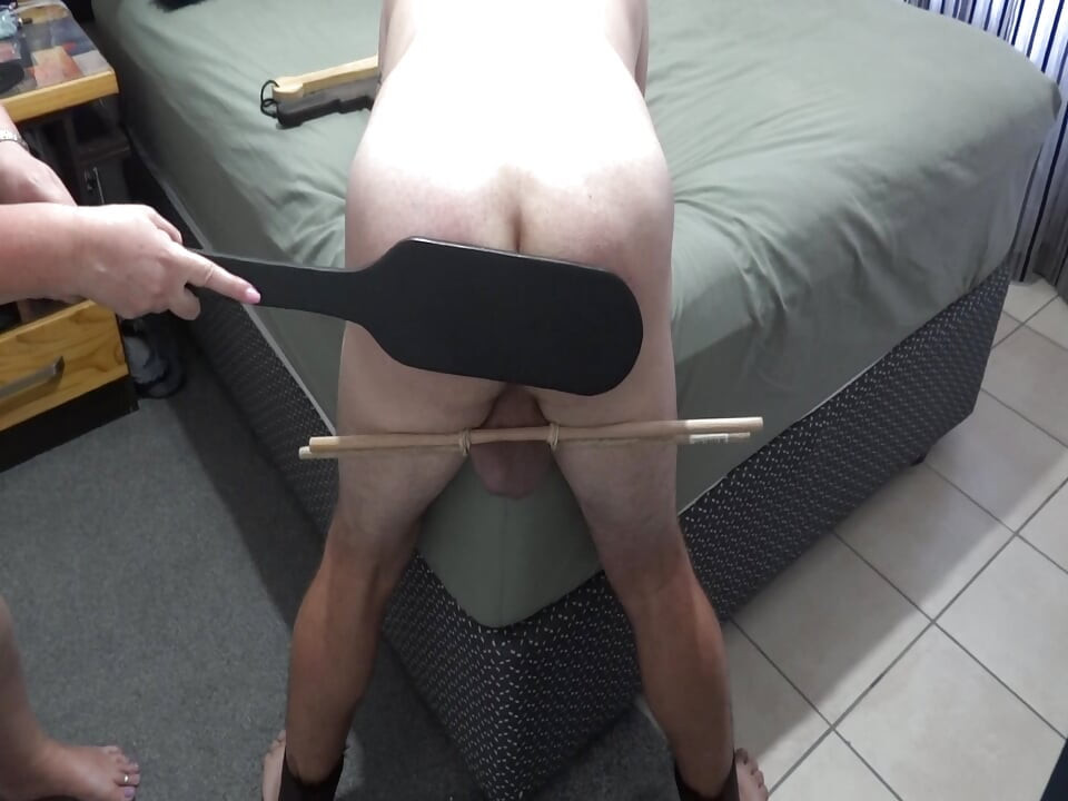 Second spanking for male sub - Harder spanking with bigger paddles