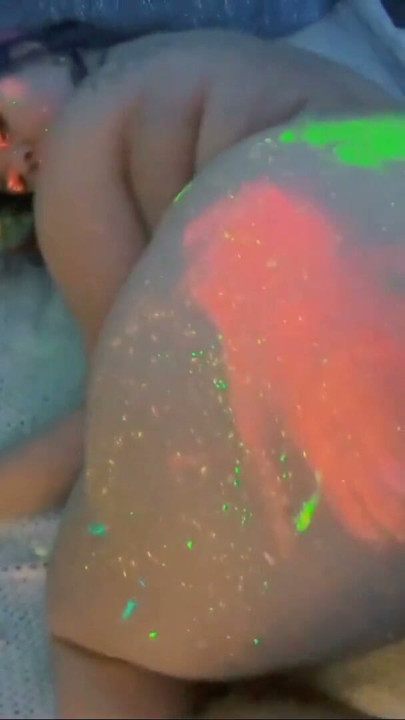 busty curvy German fucks like crazy in neon light | Clip 2