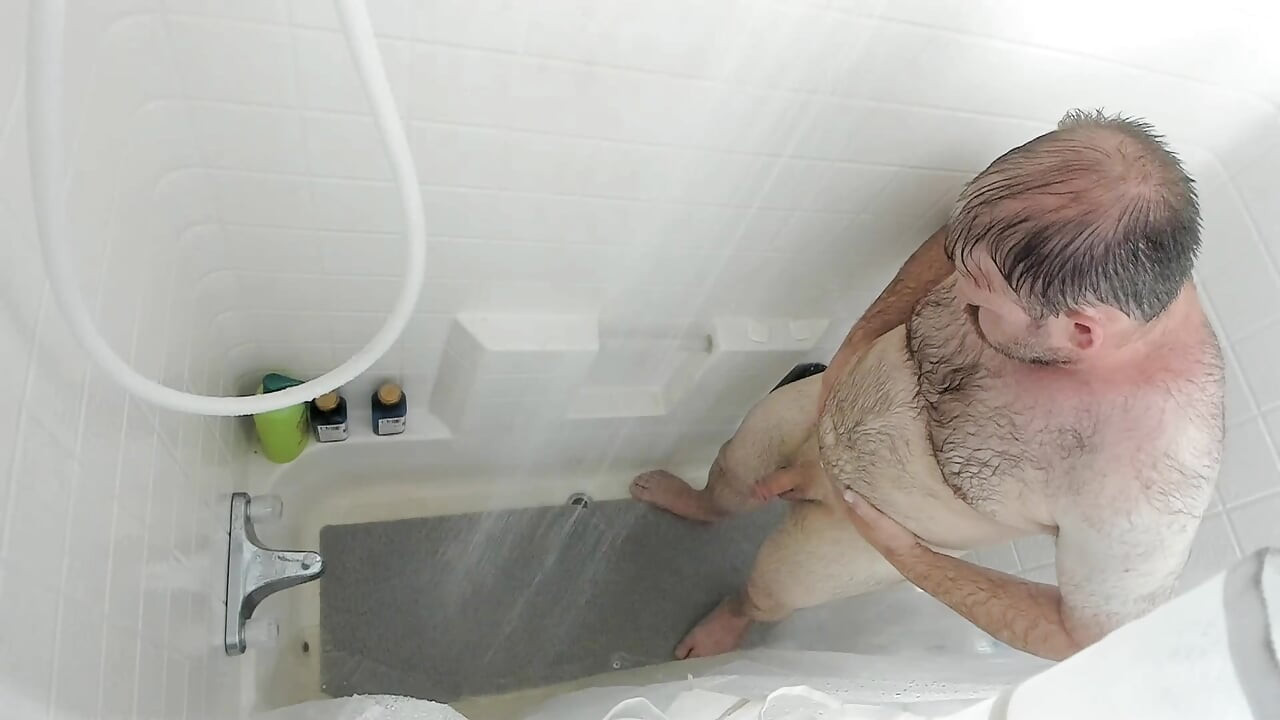 Solo Shower Shower And Masturbation For RedQueen's Hairy Bear Hubby