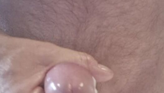 Jerking off with lube.