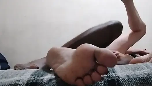 Boyfriend sneaks over while husband is gone.