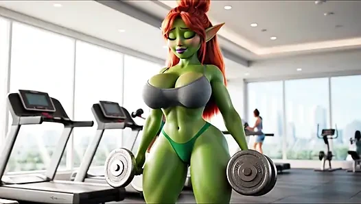 Green Elf'in seksi spor salonu günü - egzersiz, ter ve rahat iyileşme