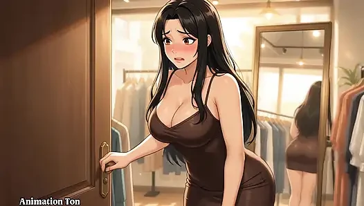 "A warm meeting between the owner and the new salesgirl in the shop"