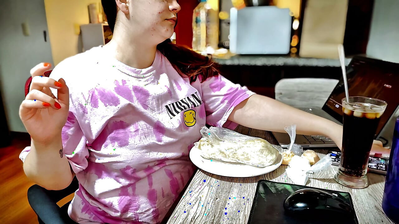 Nicole's Stuffed Belly Tease After Big Burrito Stuffing Session