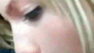 Blonde blows him in a car