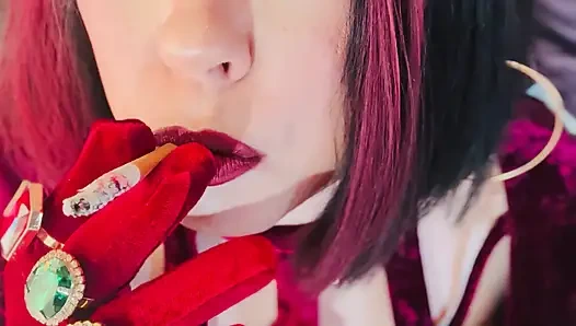 Kadife ve sigara! Tina Snua chain sigara içiyor 2 mantar 100 sigara - sürüklenen omi ome snap sigara içeni içine alıyor