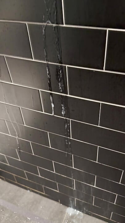 Blowing a nice big load on the wall, watch it slide down!