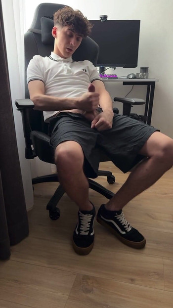 Iconic moment from "Curly twink guy jerked off after college and cum"