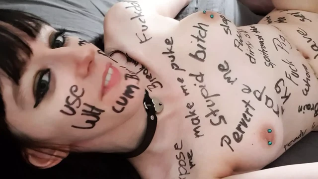 Full Bodywriting Slut fucked hard