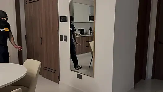 Thief breaks into blonde girl's house and fucks her until he ends up inside her