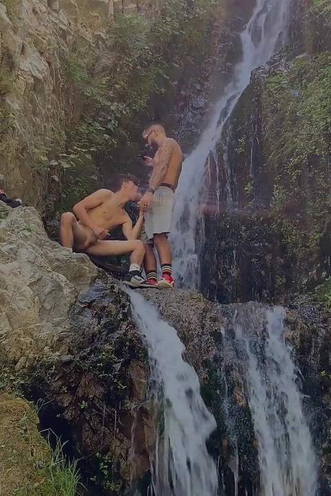 Tatted Gay Stepdaddy Fucks Twink Public Hiking Waterfall Fucking Caught Hardcore Anal Big Cumshot Uncut