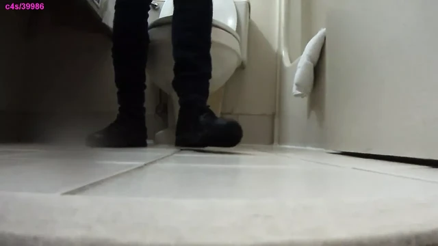 Waitress masturbation shoeplay in bathroom