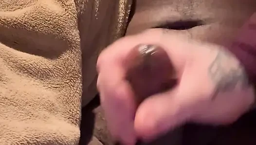 I'm amazed by my stepbrother's huge dick and jerk his dick until he cums