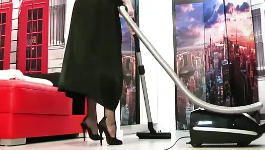 Vaccuming in Vintage Stockings